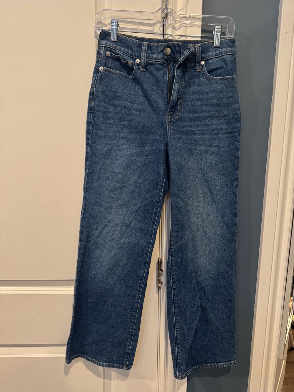J crew Classic High-Rise slim wide Straight Leg Women’s Jeans dark blue wash 25